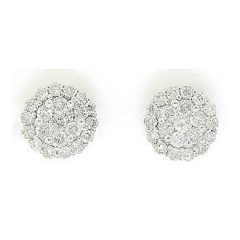 14KT White Gold 1.00CTW ROUND DIAMOND LADIES FASHION EARRINGS