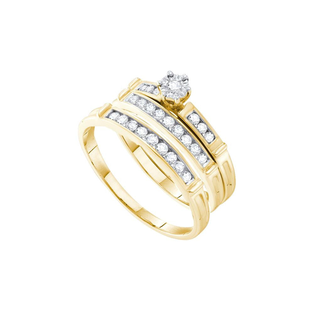 1-2CT-Diamond RD-CENTER TRIO SET