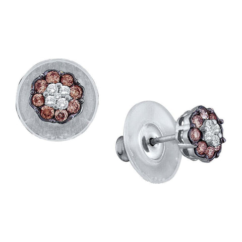 1-2CTW-Diamond FLOWER BROWN EARRINGS