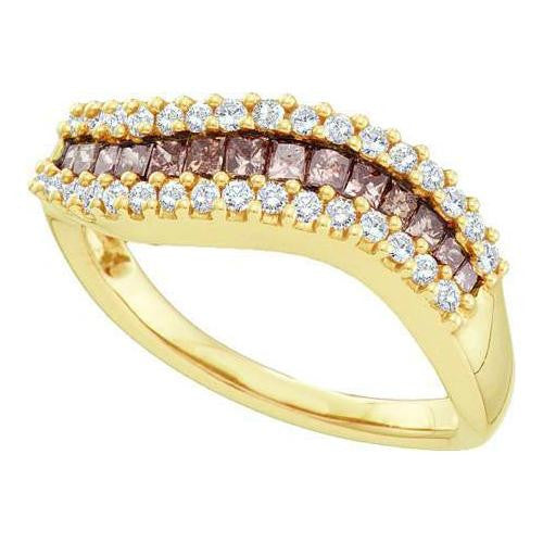 14KT Yellow Gold 0.67CTW COGNAC DIAMOND LADIES FASHION BAND