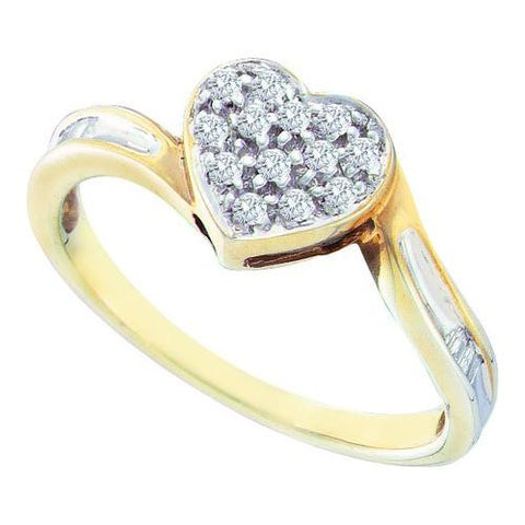 925 Sterling Silver Yellow 0.13CT DIAMOND  SILVER HEART RING