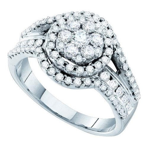 14KT White Gold 1.01CTW   DIAMOND LADIES FLOWER RING