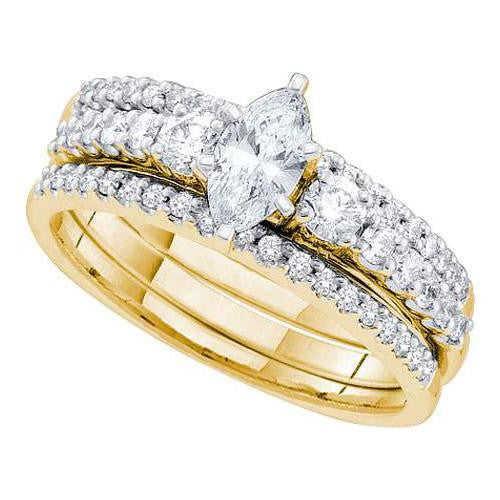 14K Yellow-gold 1.00CT DIAMOND LADIES BRIDAL SET WITH 0.40CT  MARQUISE CENTER