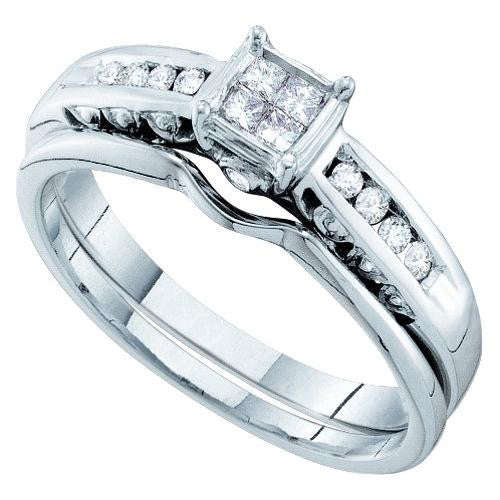 14KT White Gold 0.21CT DIAMOND LADIES INVISIBLE BRIDAL SET