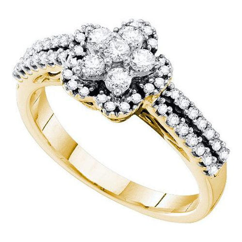 14KT Yellow Gold 0.50CTW  DIAMOND FLOWER RING