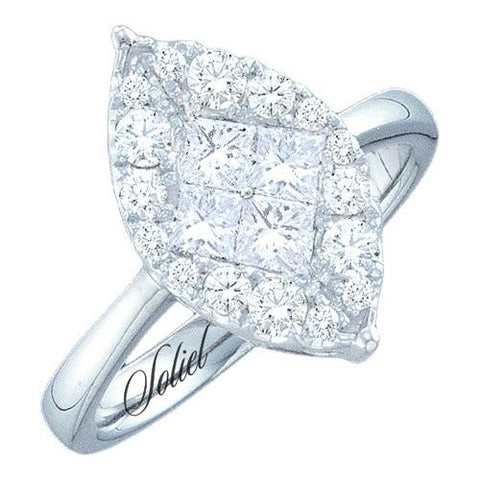 14KT White Gold 0.25CTW  DIAMOND SOLIEL BRIDAL RING