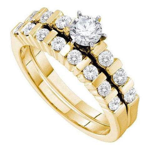 14K Yellow-gold 1.00CT DIAMOND 0.40CT CENTER ROUND BRIDAL SET