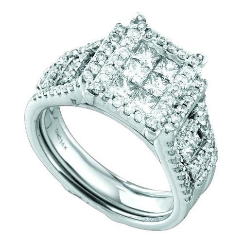 14K White-gold 2.00CT DIAMOND INVISIBLE BRIDAL SET