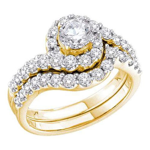 14K Yellow-gold 1.45CT  DIAMOND LADIES BRIDAL SET WITH 0.44CT ROUND CENTER