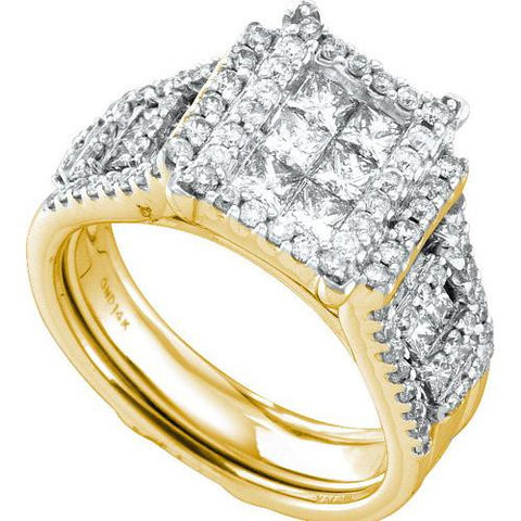 14KT Yellow Gold 2.00CTW DIAMOND INVISIBLE BRIDAL SET