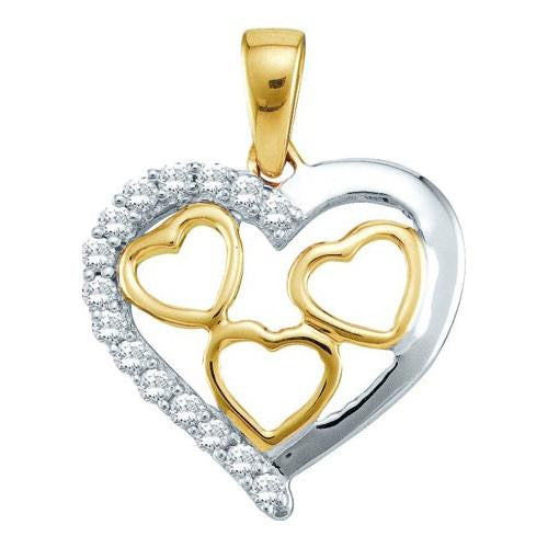 10KT Yellow Gold 0.18CTW DIAMOND HEART PENDENT