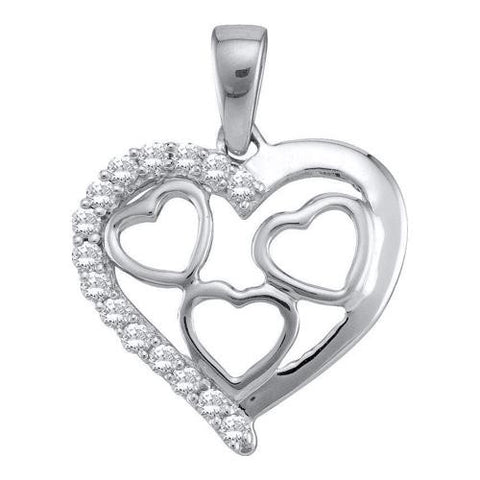 14K White-gold 0.18CT DIAMOND HEART PENDANT