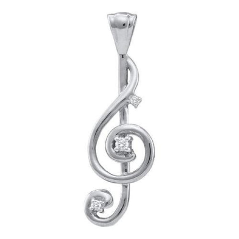 14K White-gold 0.05CTW DIAMOND FASHION PENDANT