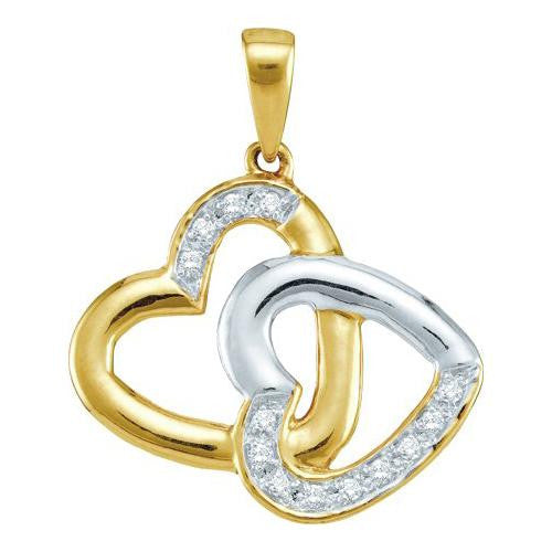 10KT Yellow Gold 0.10CTW  DIAMOND HEART PENDENT