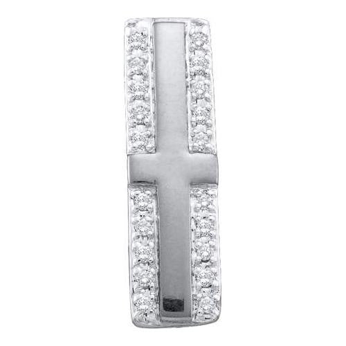 10KT White Gold 0.07CTW ROUND DIAMOND LADIES FASHION CROSS PENDANT