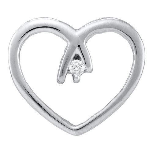 10KT White Gold 0.03CTW DIAMOND HEART PENDANT