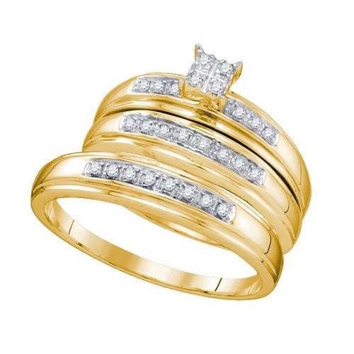 14KT Yellow Gold 0.20CT DIAMOND CLUSTER TRIO SET