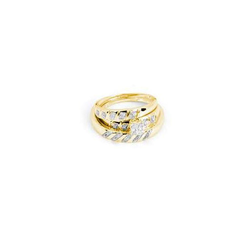 10KT Yellow Gold 0.08CTW  DIAMOND ROUND CENTER LADIES FASHION TRIO SET