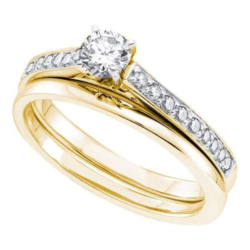 14KT Yellow Gold 0.50CTW ROUND DIAMOND LADIES BRIDAL RING WITH 0.30CTW ROUND CENTER