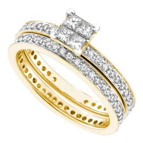 14KT Yellow Gold 0.97CTW  DIAMOND LADIES FASHION ETERNITY  BRIDAL SET