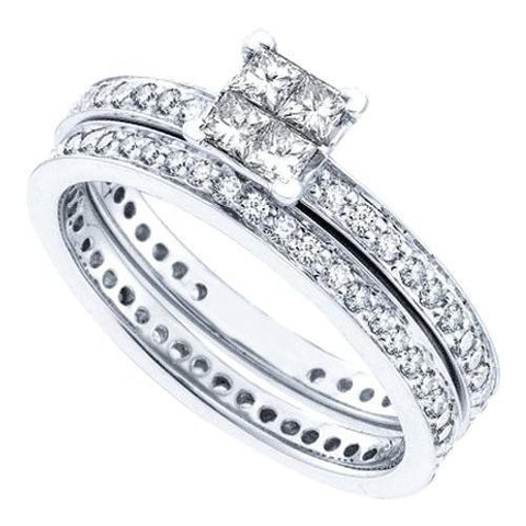 14K White-gold 0.97CT DIAMOND ETERNITY BRIDAL SET