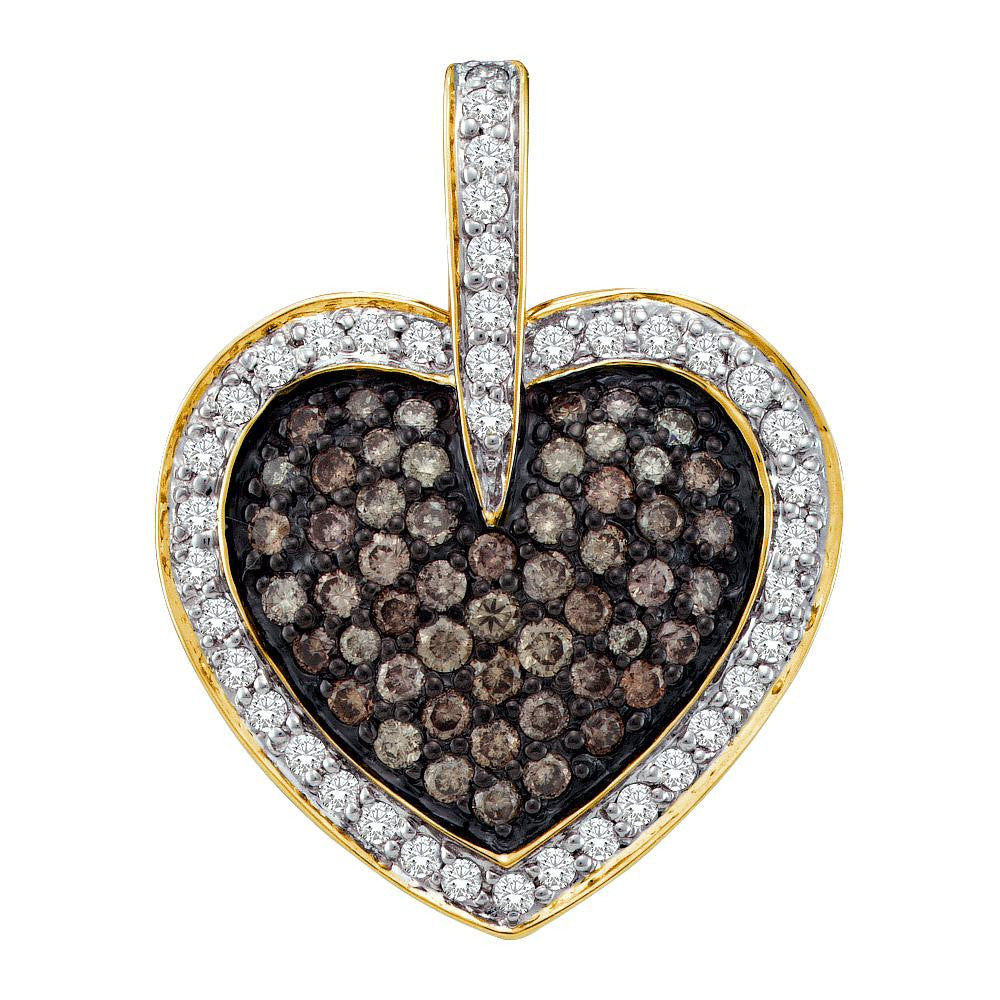 1 CT-Diamond HEART BROWN PENDANT