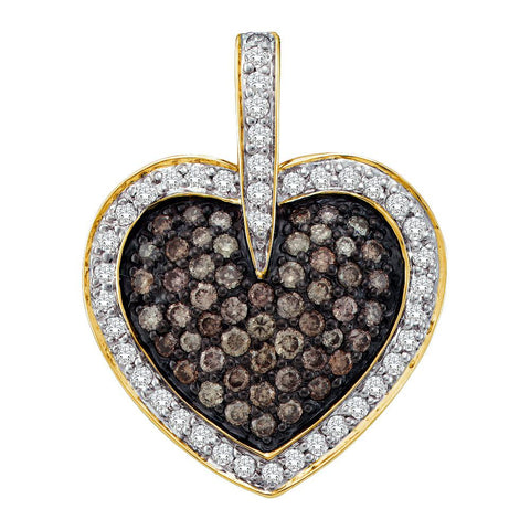 1 CT-Diamond HEART BROWN PENDANT