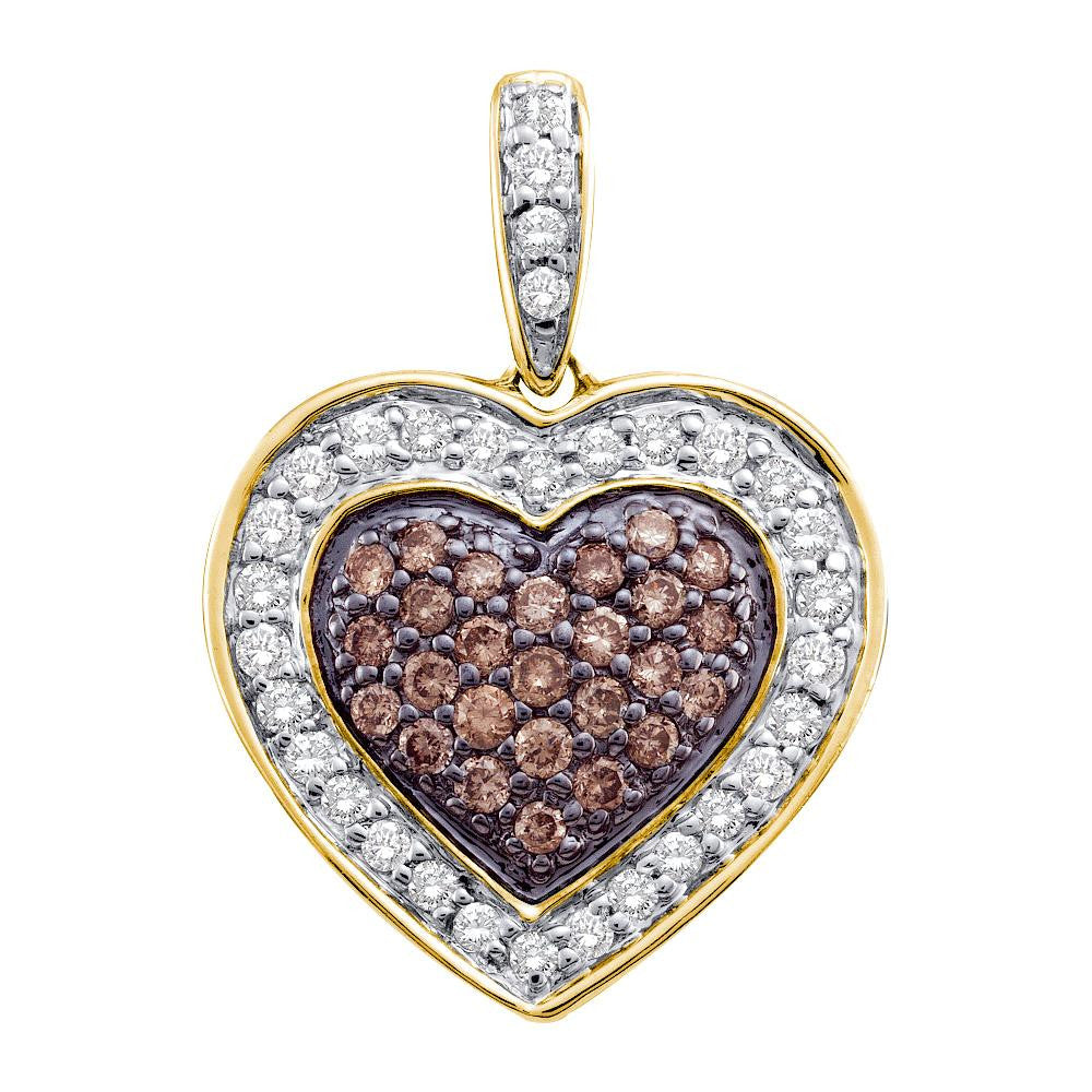 1-2CT-Diamond HEART BROWN PENDANT