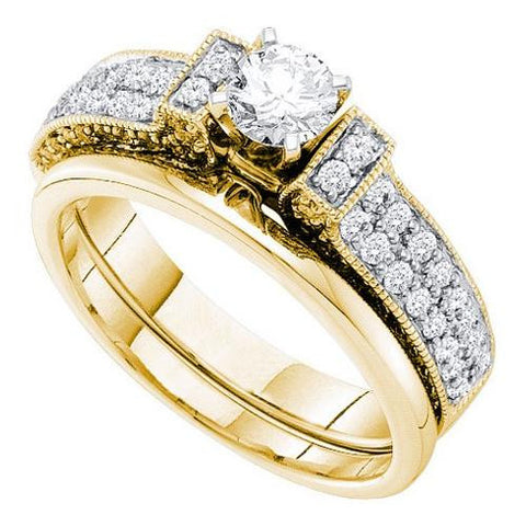 14K Yellow-gold 1.00CT  DIAMOND  0.40CT  ROUND  CENTER  BRIDAL SET