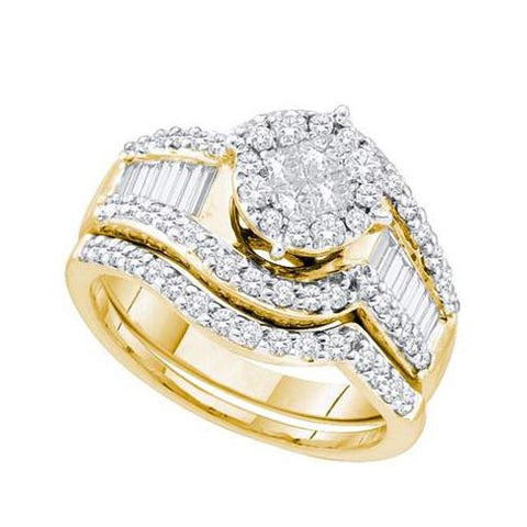 14K Yellow-gold 1.24CT DIAMOND SOLIEL BRIDAL SET