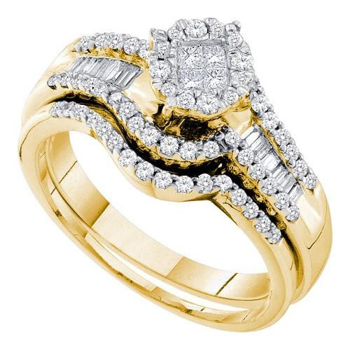 14KT Yellow Gold 0.73CT DIAMOND SOLIEL BRIDAL SET