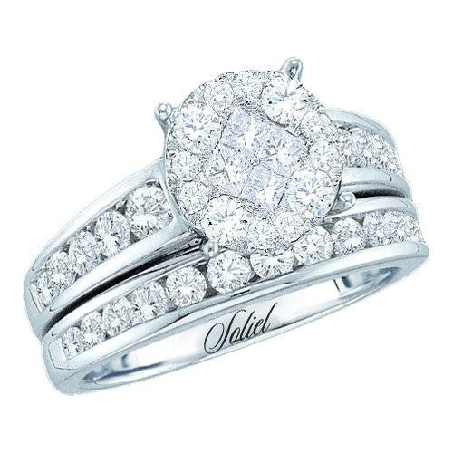 14KT White Gold 1.00CTW  DIAMOND  SOLIEL BRIDAL SET