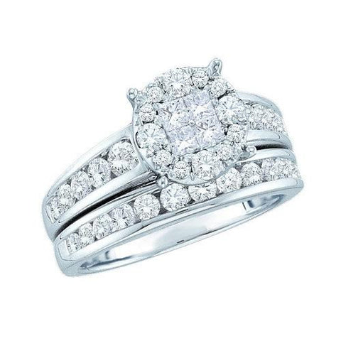 14KT White Gold 1.40CTW DIAMOND SOLIEL BRIDAL SET