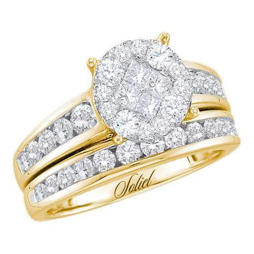 14K Yellow-gold 1.00CT  DIAMOND SOLIEL BRIDAL SET