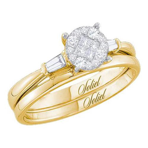 14KT Yellow Gold 0.25CTW  DIAMOND SOLIEL BRIDAL SET