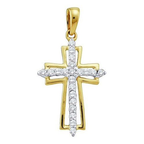 10KT Yellow Gold 0.24CTW DIAMOND LADIES  CROSS PENDANT