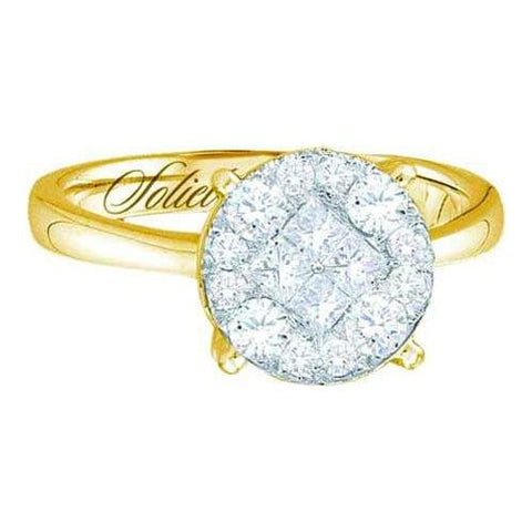 14KT Yellow Gold 1.00CTW  DIAMOND SOLIEL BRIDAL RING