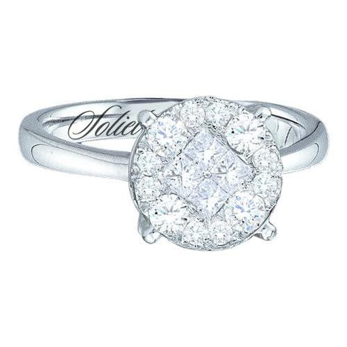 14K White-gold 1.00CTW DIAMOND SOLIEL BRIDAL RING