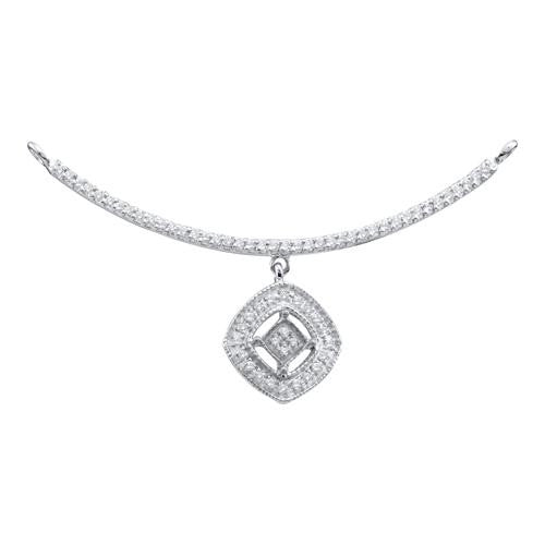 14KT White Gold 0.20CT DIAMOND  SQUARE NECKLACE