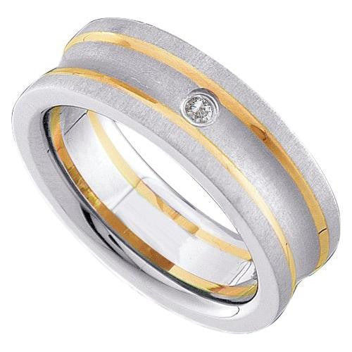 10KT Yellow Gold 0.05CTW ROUND DIAMOND MENS FASHION FUSION BAND