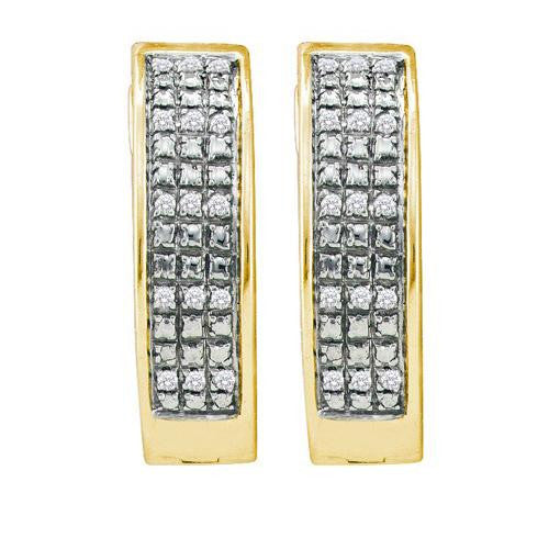 925 Sterling Silver Yellow 0.10CTW DIAMOND  MICRO PAVE HOOPS