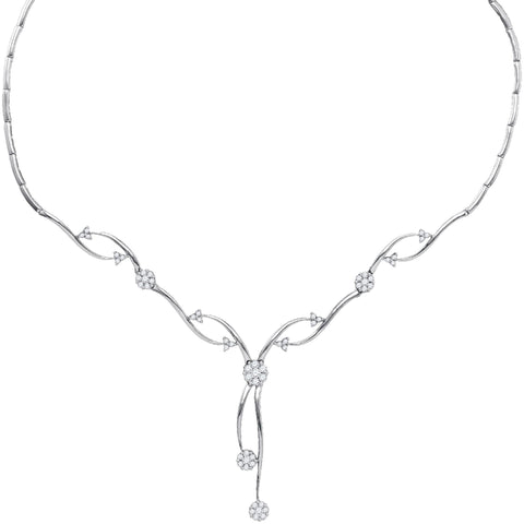 1 1-2CT-Diamond FLOWER NECKLACE