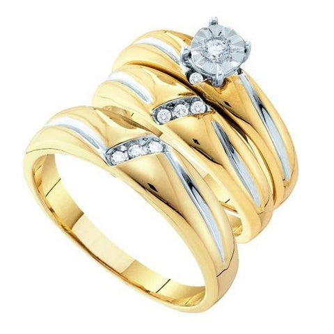 10K Yellow-gold 0.15CT DIAMOND FANOOK TRIO SET