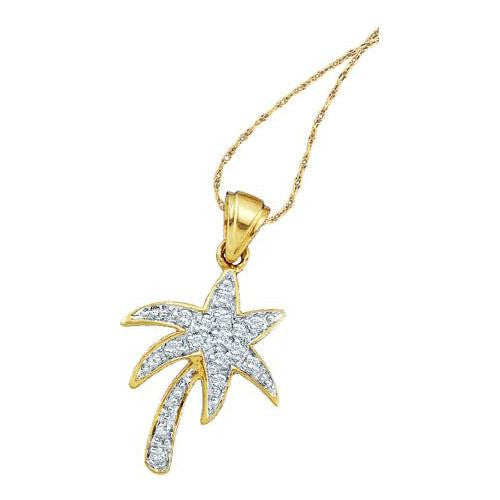 10KT Yellow Gold 0.10CTW DIAMOND  TREE PENDANT