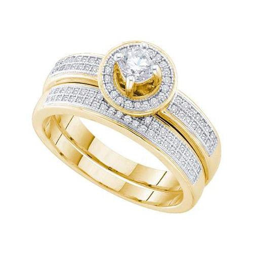 10K Yellow-gold 0.50CT DIAMOND  0.25CT  CENTER  ROUND  BRIDAL SET