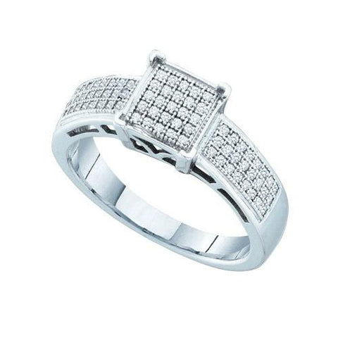 10KT White Gold 0.20CTW DIAMOND MICRO PAVE  RING