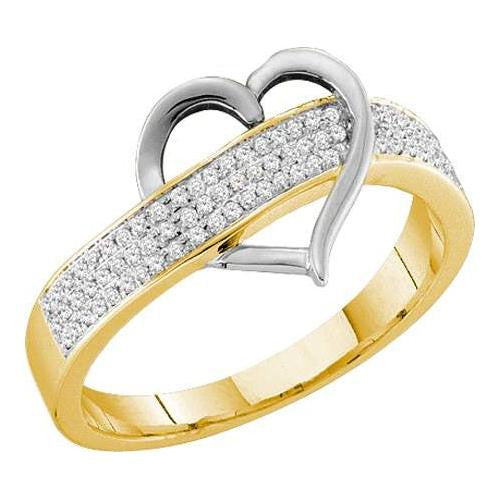 10KT Yellow Gold Two Tone 0.15CT DIAMOND HEART  RING