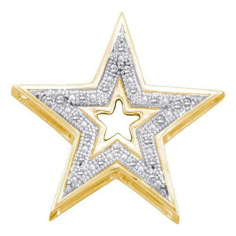 10KT Yellow Gold 0.05CTW ROUND DIAMOND STAR PENDENT