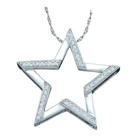 10KT White Gold 0.10CTW DIAMOND STAR PENDANT