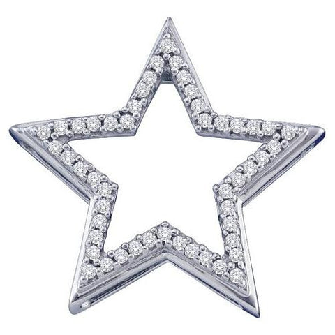 10KT White Gold 0.15CTW DIAMOND STAR PENDANT